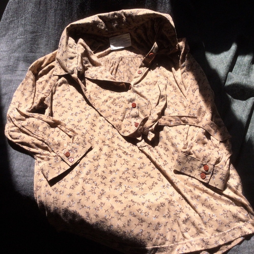 Zara Basic Brown Floral Peasant Blouse - image 2